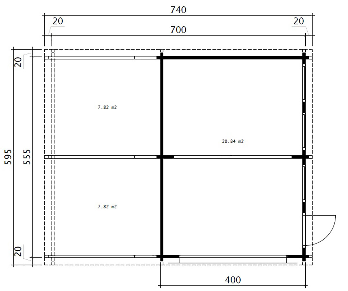 Garaaž G varjualusega, üleskäiva uksega 37m² 7,2 x 5,5 m 70mm