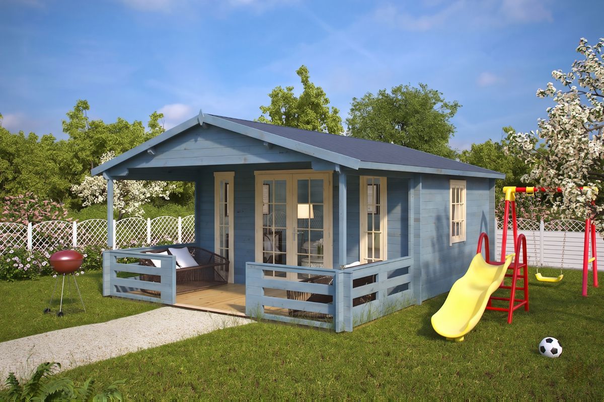 Aiamaja terrassiga Henry 15m² / 44mm / 4×6 | G0103 Aiamaja terrassiga 15m² / 44mm / 4×6 (värvitud)