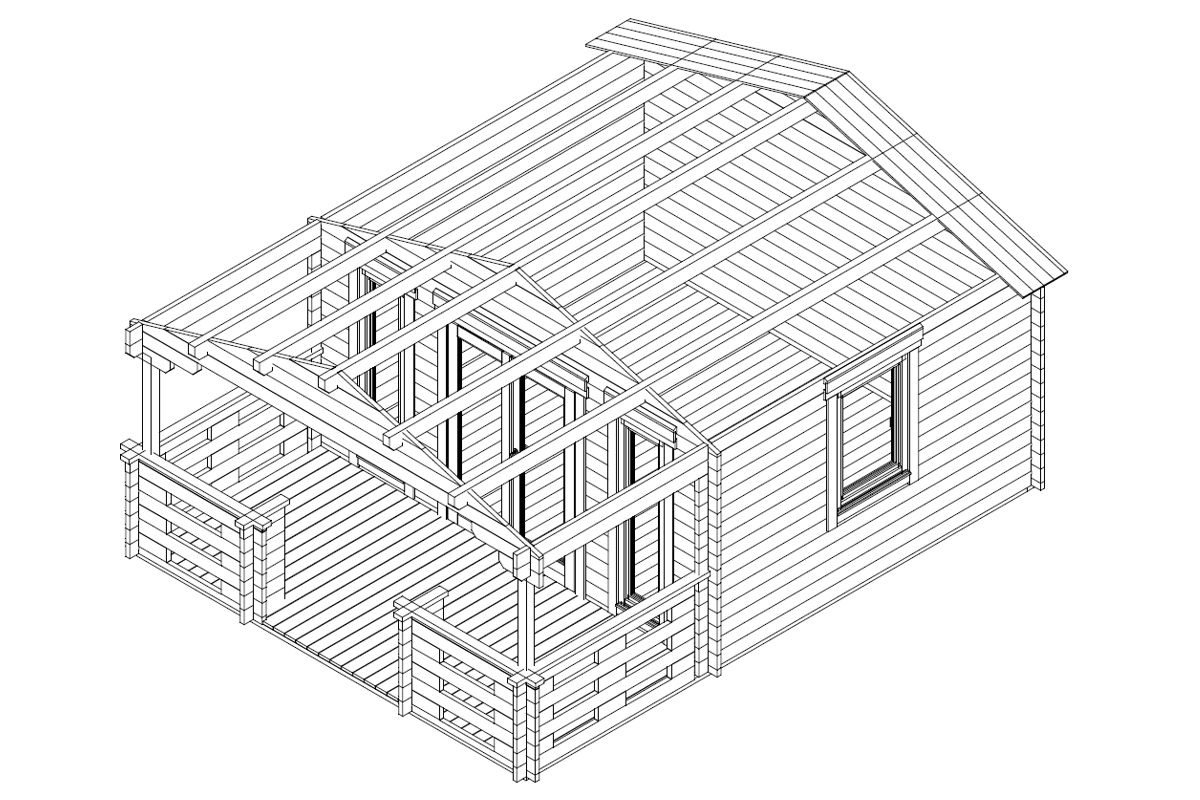 Aiamaja terrassiga Henry 15m² / 44mm / 4×6 | G0103