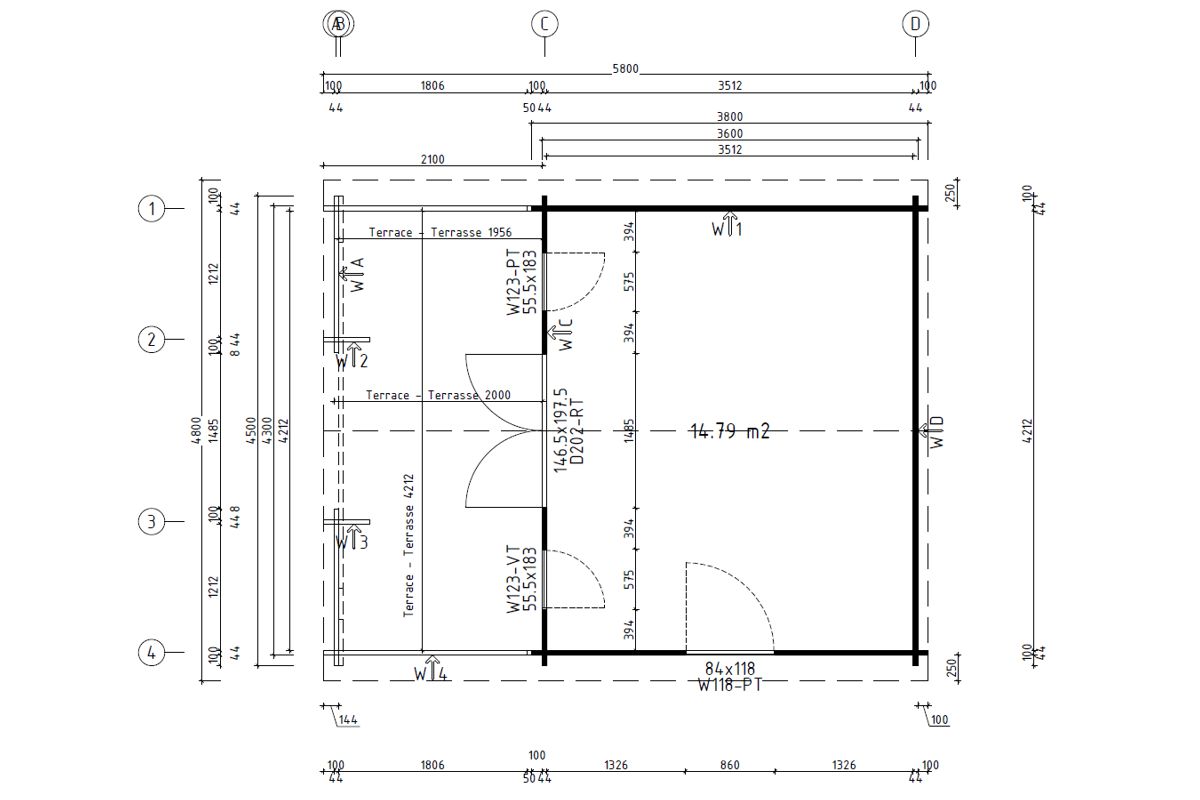 Aiamaja terrassiga Henry 15m² / 44mm / 4×6 | G0103 Aiamaja terrassiga 15m² / 44mm / 4×6